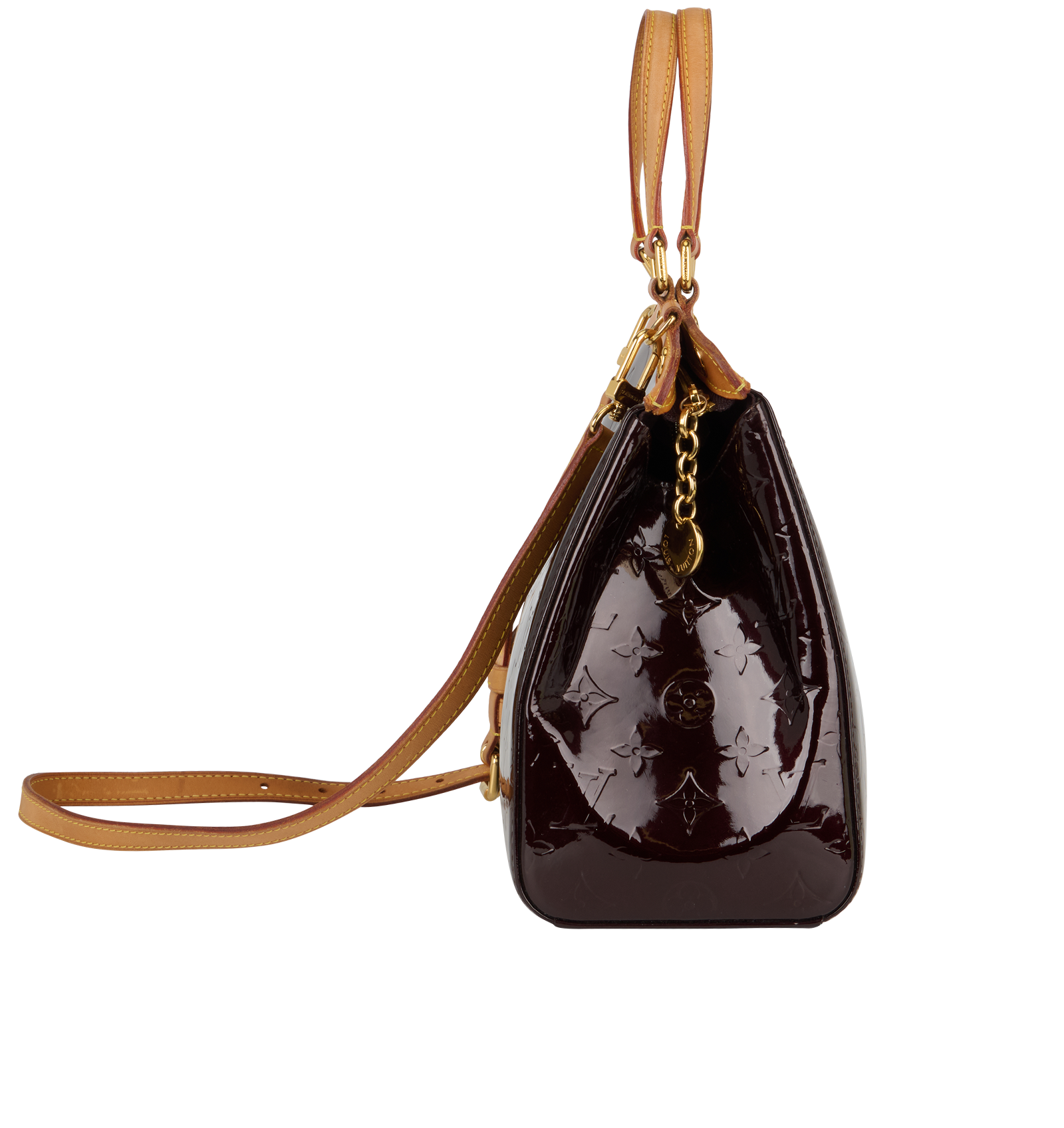 Brea MM, &pound;850, Handbags, Burgundy, Patent Leather, Side view